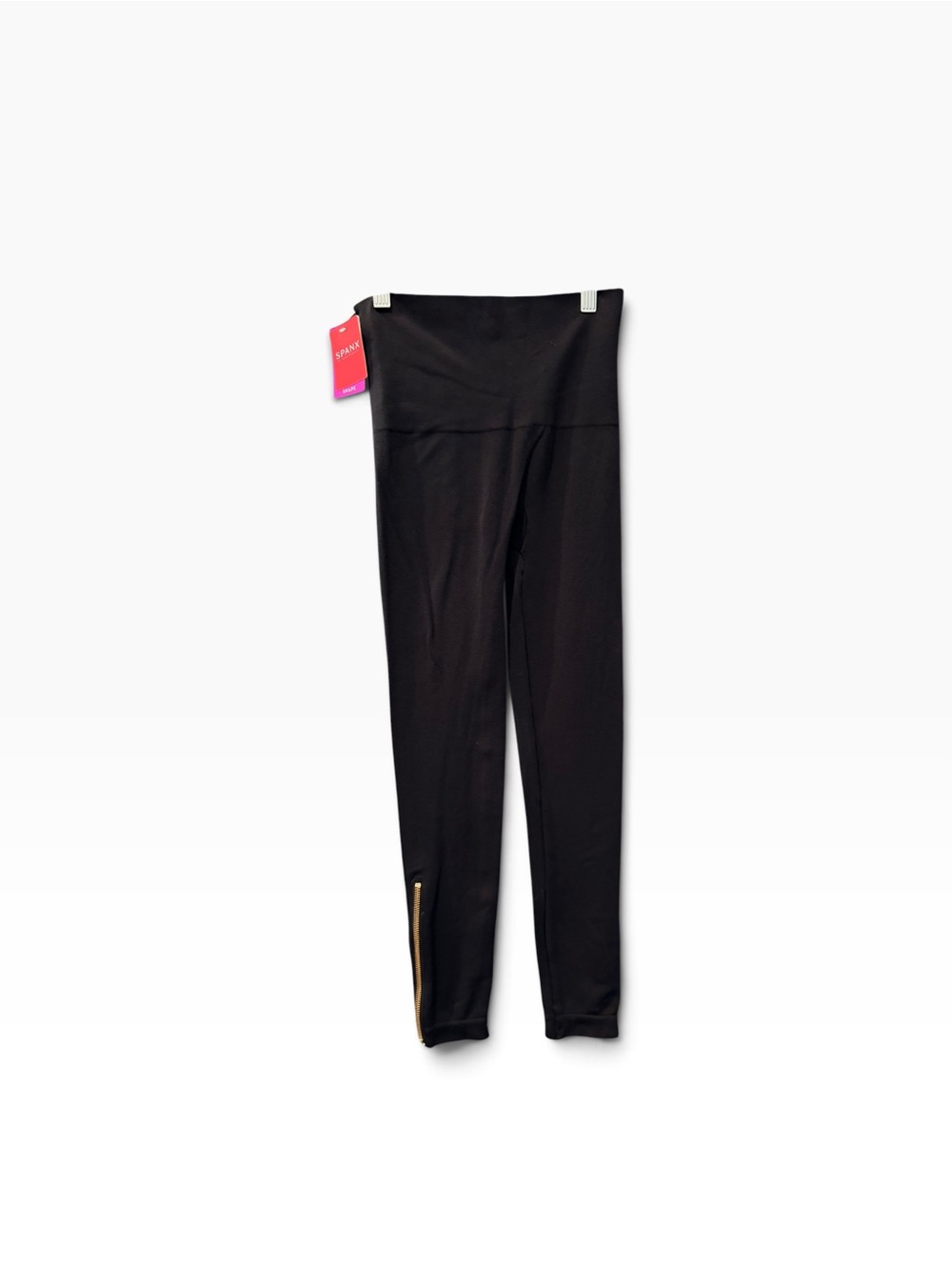 SPANX NWT Black High-Waist Leggings with Gold Ankle Zipper